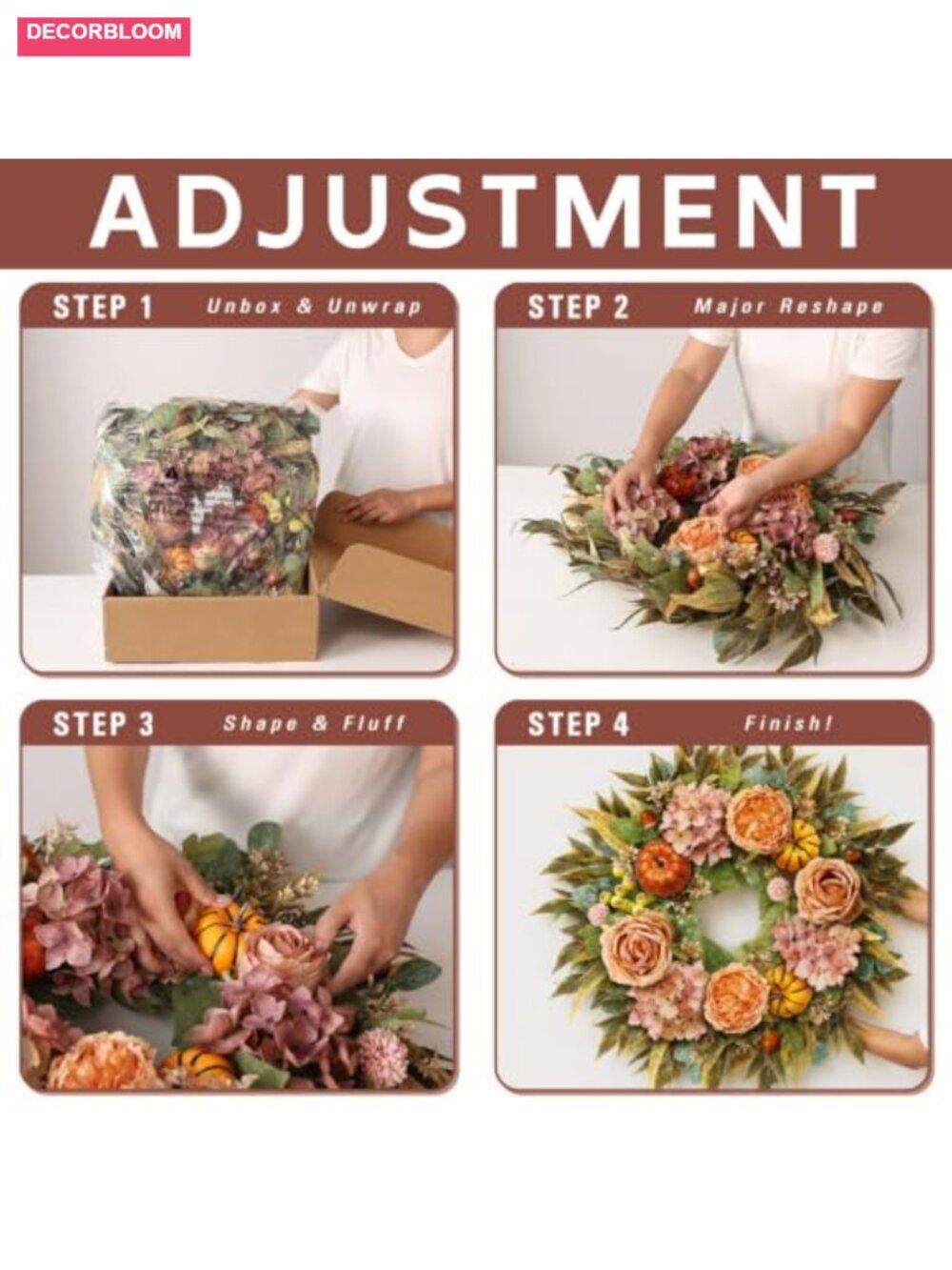 Artificial Hydrangea Pumpkin Fall Wreath for Front Door Decor - Picture 5 of 6